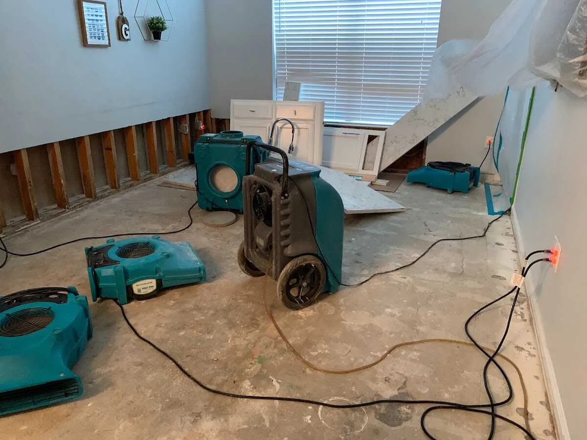 Dehumidifier in flood-cut room for Water Damage Restoration in Sweetwater